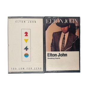 Lot Of 2 Vintage Elton John Cassette Tapes Too Low For‎ Zero & Breaking Hearts
